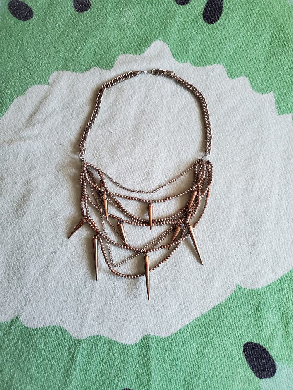 Rose Gold & Silver Multi-Layer Spike Necklace - Women Jewelry